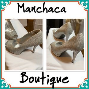 SHIMMERING OPEN TOE HEELS